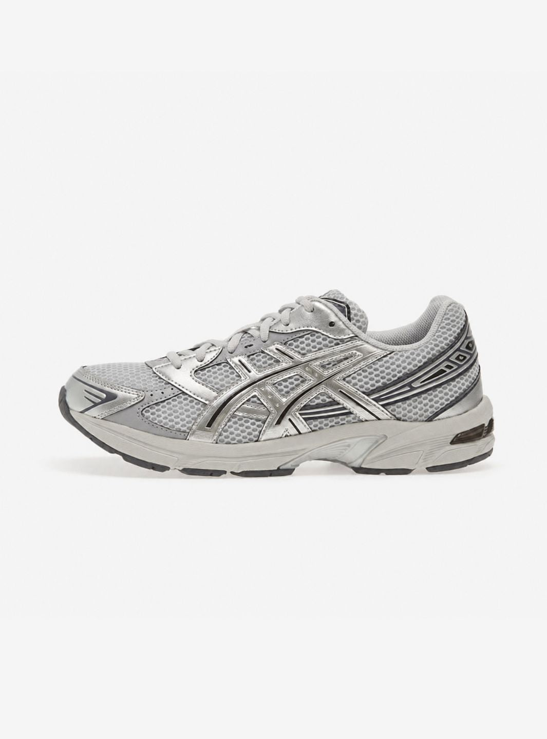 Asics Gel-1130 Glacier Grey Pure Silver sneakers basse uomo e donna in mesh e pelle sintetica grigio argento, vista laterale