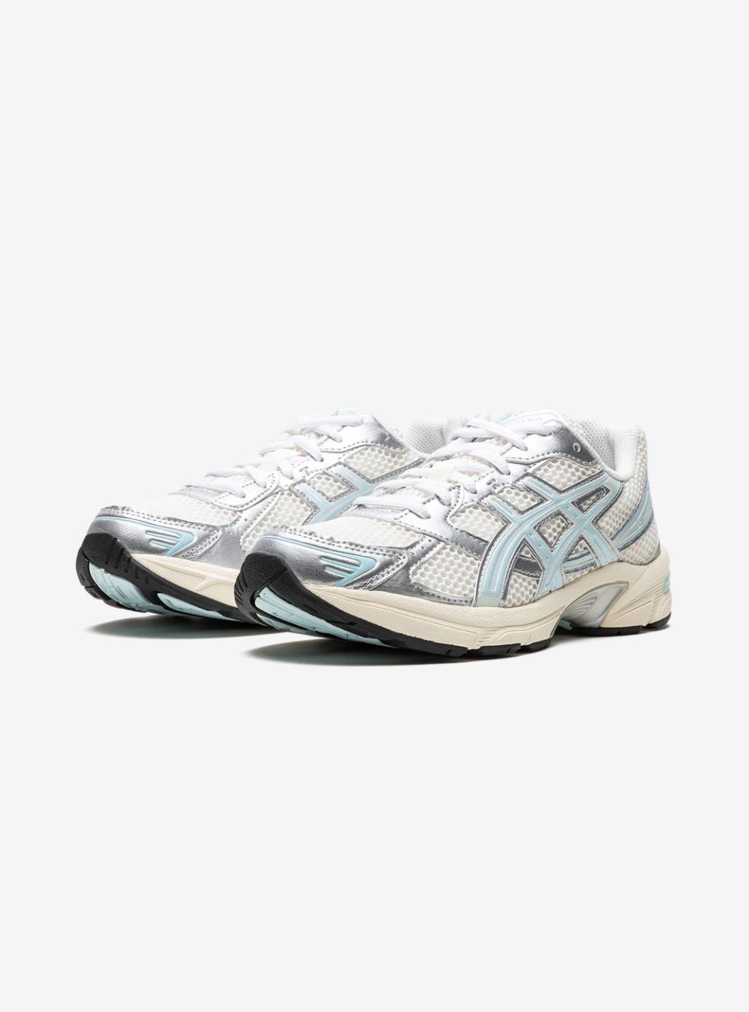 Asics Gel-1130 Kith Cream Starlight Blue sneakers basse uomo e donna in mesh e pelle sintetica crema blu, vista frontale