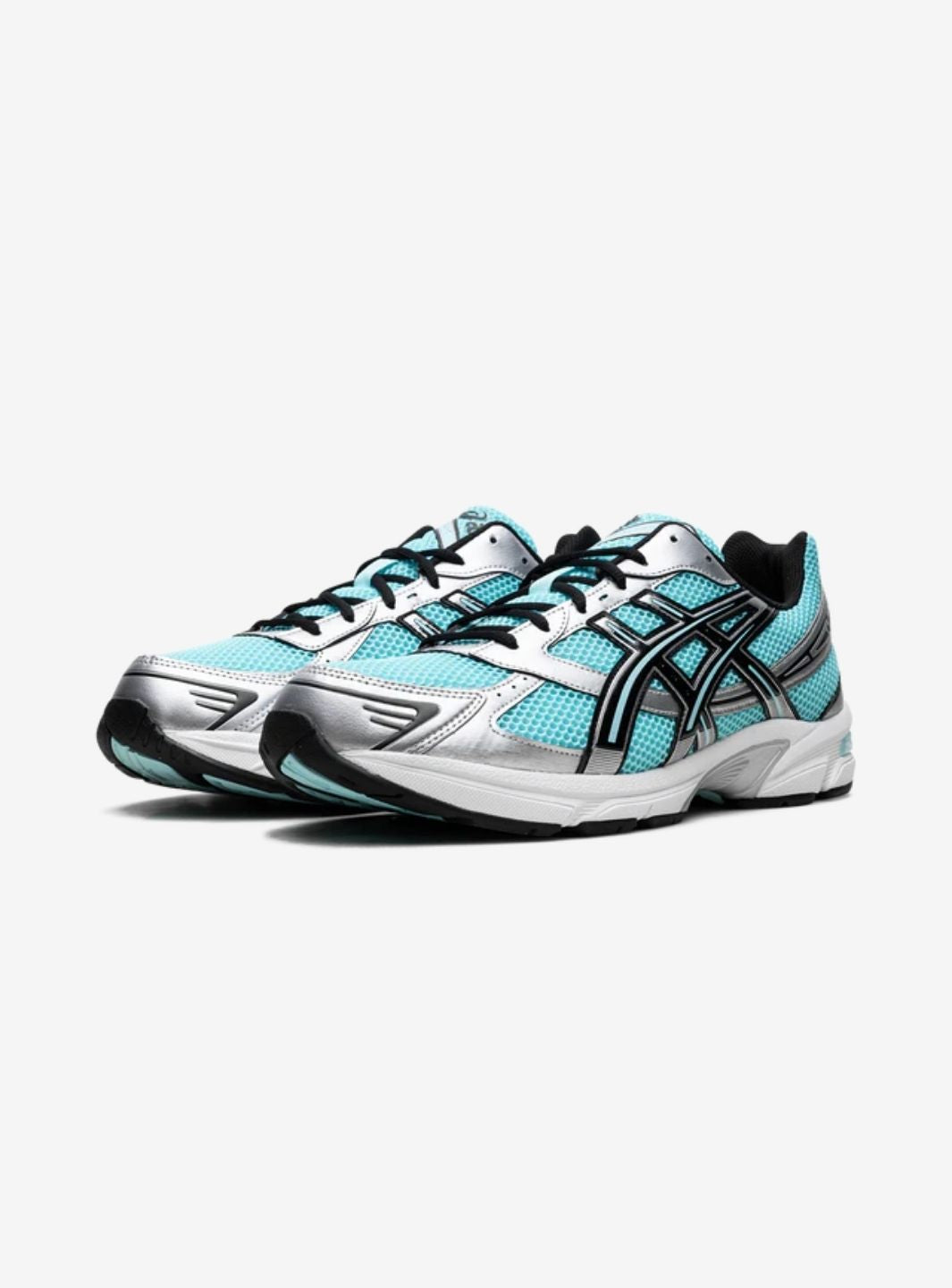 Asics Gel-1130 Larimar Blue Silver sneakers basse uomo e donna in mesh e pelle sintetica argento blu, vista frontale