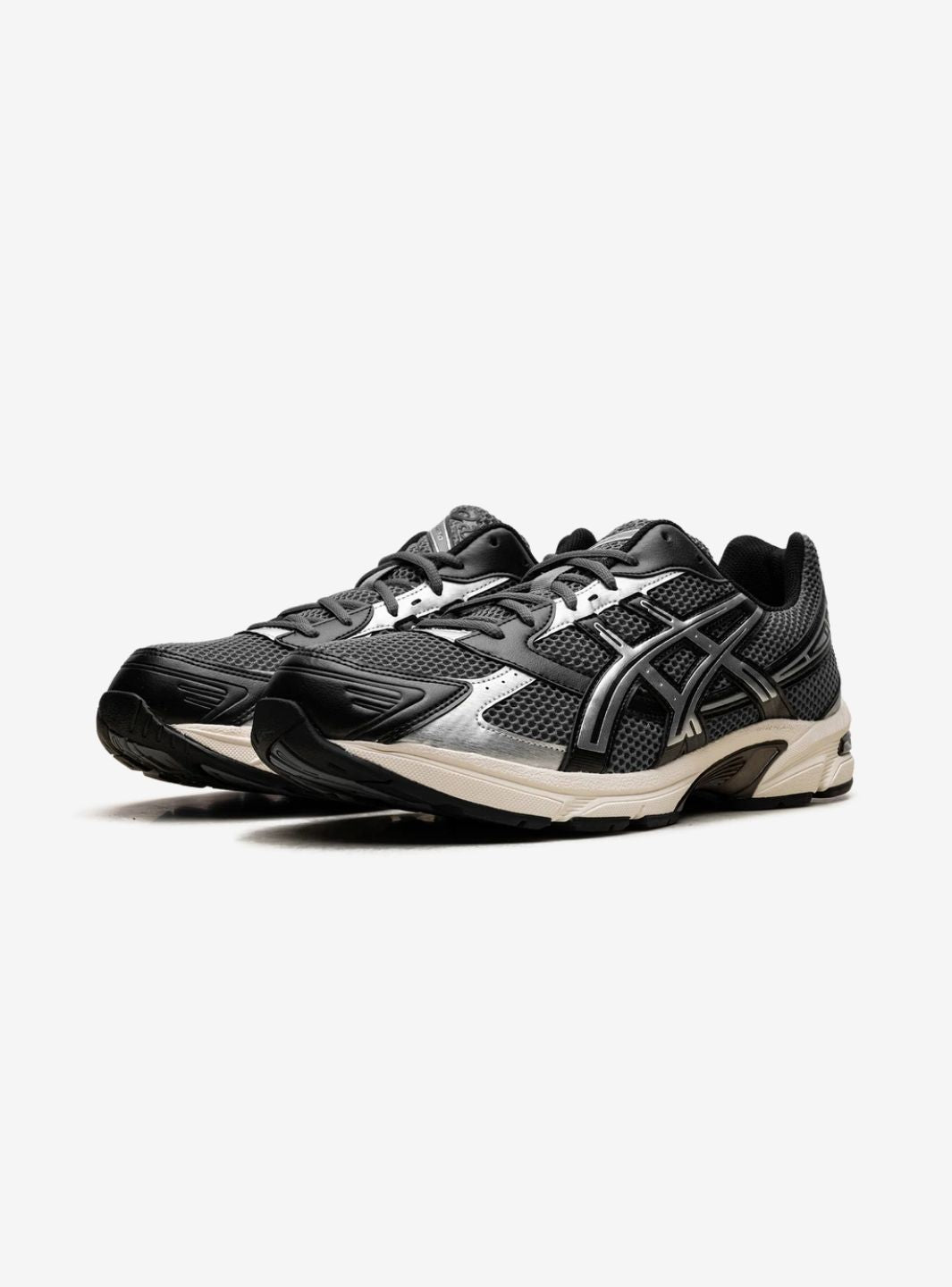 Asics Gel-1130 Steel Grey Black sneakers basse uomo e donna in mesh e pelle sintetica nero grigio, vista frontale