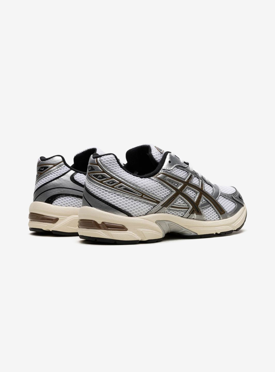 Asics Gel-1130 White Clay Canyon sneakers basse uomo e donna in mesh e pelle sintetica bianco terracotta, dettaglio suola