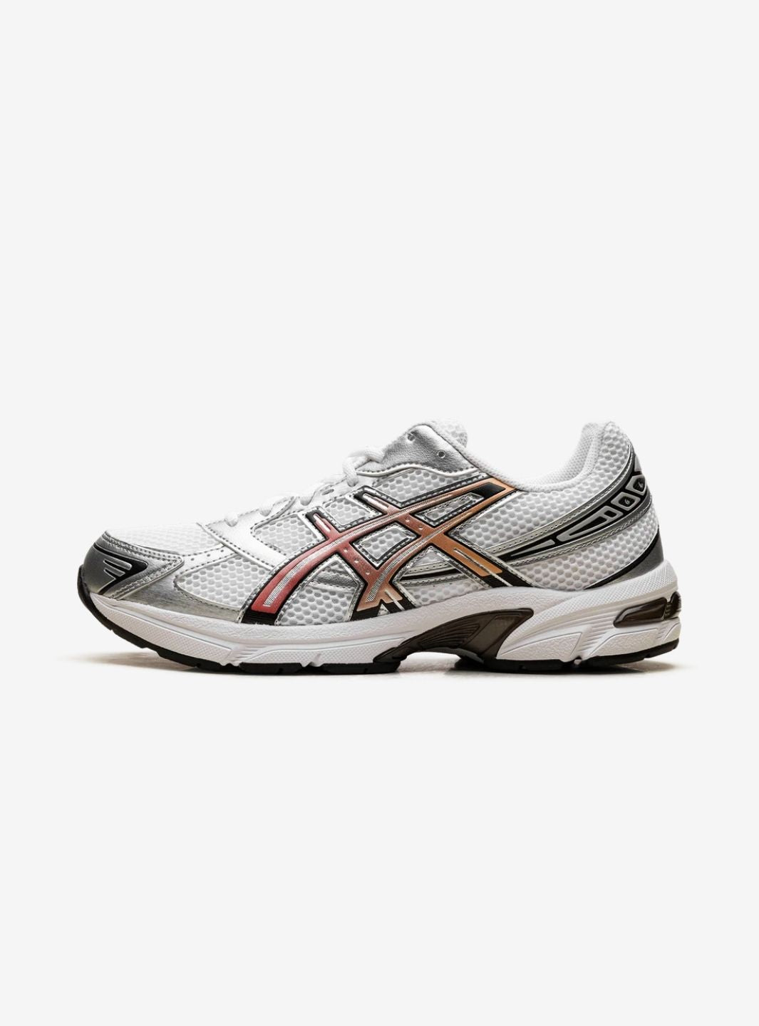 Asics Gel-1130 White Red Snapper sneakers basse uomo e donna in mesh e pelle sintetica bianco rosso, vista laterale