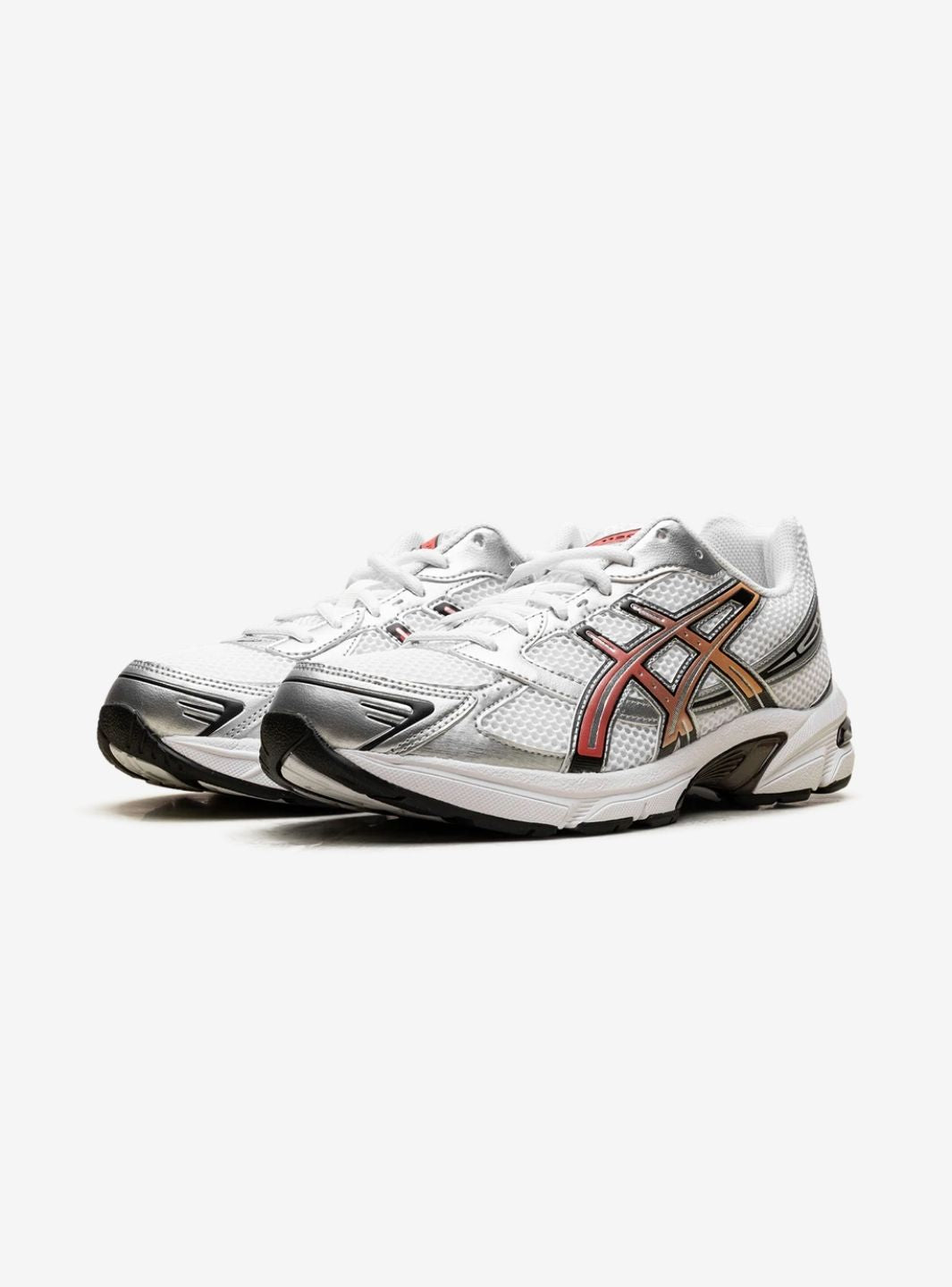 Asics Gel-1130 White Red Snapper sneakers basse uomo e donna in mesh e pelle sintetica bianco rosso, vista frontale