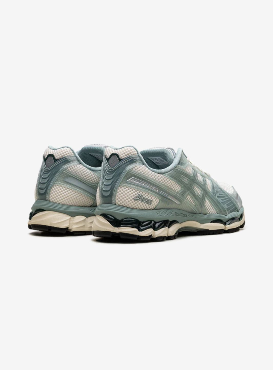 Asics Gel-Kayano 12.1 Kith Cream Sage sneakers basse uomo e donna in mesh, pelle sintetica e pelle crema verde salvia, dettag