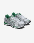 Asics Gel-Kayano 12.1 Silver Green sneakers basse uomo e donna in mesh, pelle sintetica e pelle argento verde, vista frontale