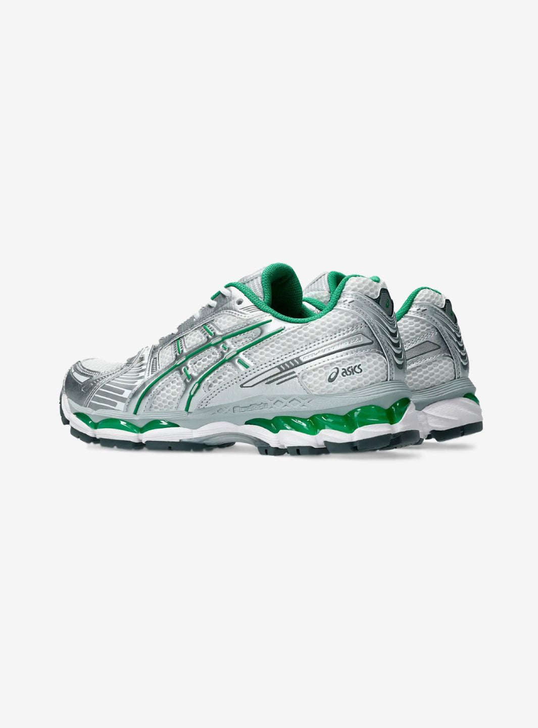 Asics Gel-Kayano 12.1 Silver Green sneakers basse uomo e donna in mesh, pelle sintetica e pelle argento verde, dettaglio suol