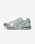 Asics Gel-Kayano 12.1 Silver Green sneakers basse uomo e donna in mesh, pelle sintetica e pelle argento verde, vista laterale