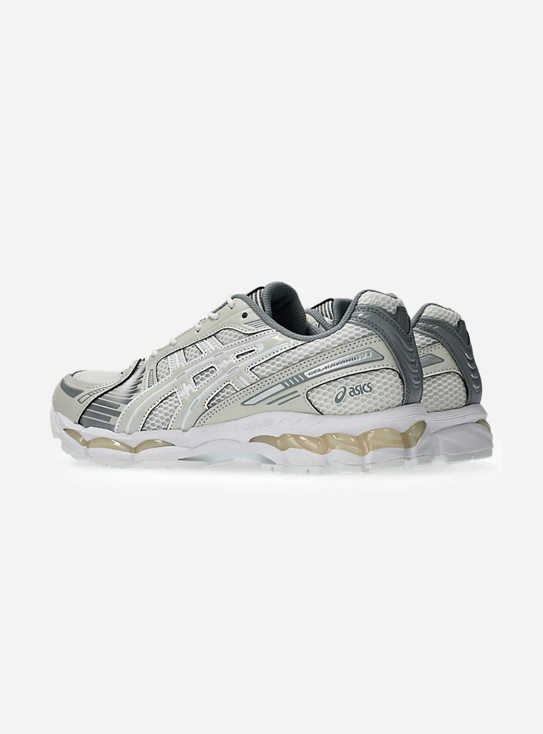 Asics Gel-Kayano 12.1 Cream Smoke Grey sneakers basse uomo e donna in mesh, pelle sintetica e pelle crema grigio, dettaglio t
