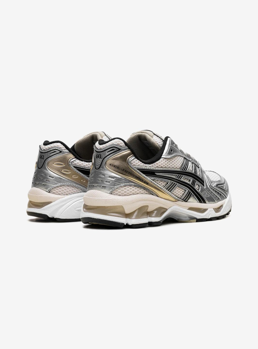 Asics Gel-Kayano 14 Birch Pure Silver sneakers basse uomo e donna in mesh e pelle sintetica beige argento, dettaglio suola