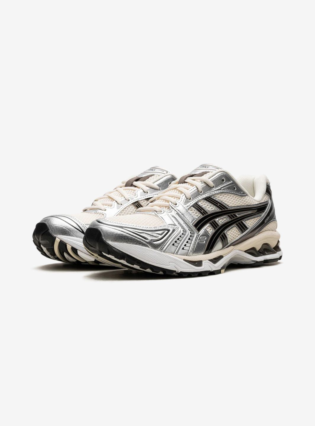 Asics Gel-Kayano 14 Cream Black Metallic Plum sneakers basse uomo e donna in mesh e pelle sintetica crema nero, vista frontal
