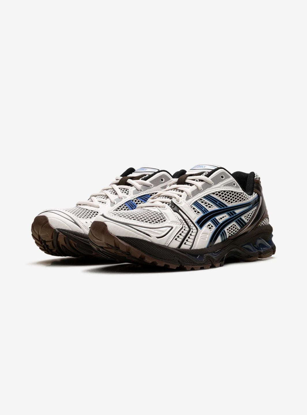 Asics Gel-Kayano 14 Cream Blue Coast sneakers basse uomo e donna in mesh e pelle sintetica crema blu, vista frontale