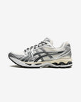 Asics Gel-Kayano 14 Kith Cream Scarab (2024) sneakers basse uomo e donna in mesh e pelle sintetica crema, vista laterale