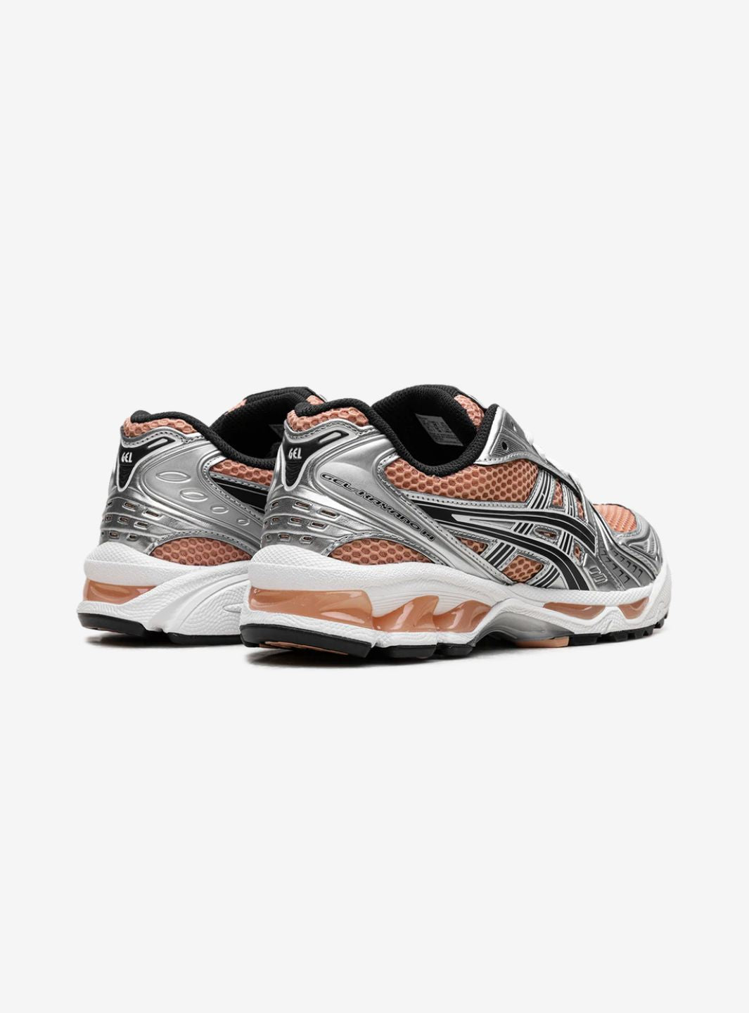 Asics Gel-Kayano 14 Sepia Pure Silver sneakers basse uomo e donna in mesh e pelle sintetica marrone argento, dettaglio suola