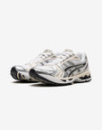 Asics Gel-Kayano 14 White Midnight sneakers basse donna in mesh e pelle sintetica bianco blu notte, vista frontale