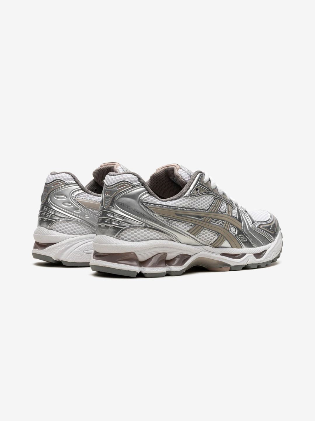 Asics Gel-Kayano 14 White Moonrock sneakers basse donna in mesh e pelle sintetica bianco grigio, dettaglio suola