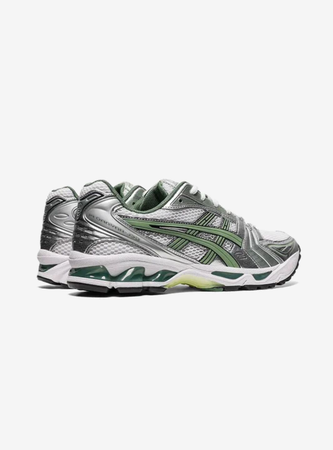 Asics Gel-Kayano 14 White Pure Silver Slate Grey Sage sneakers basse uomo e donna in mesh e pelle sintetica bianco grigio, de