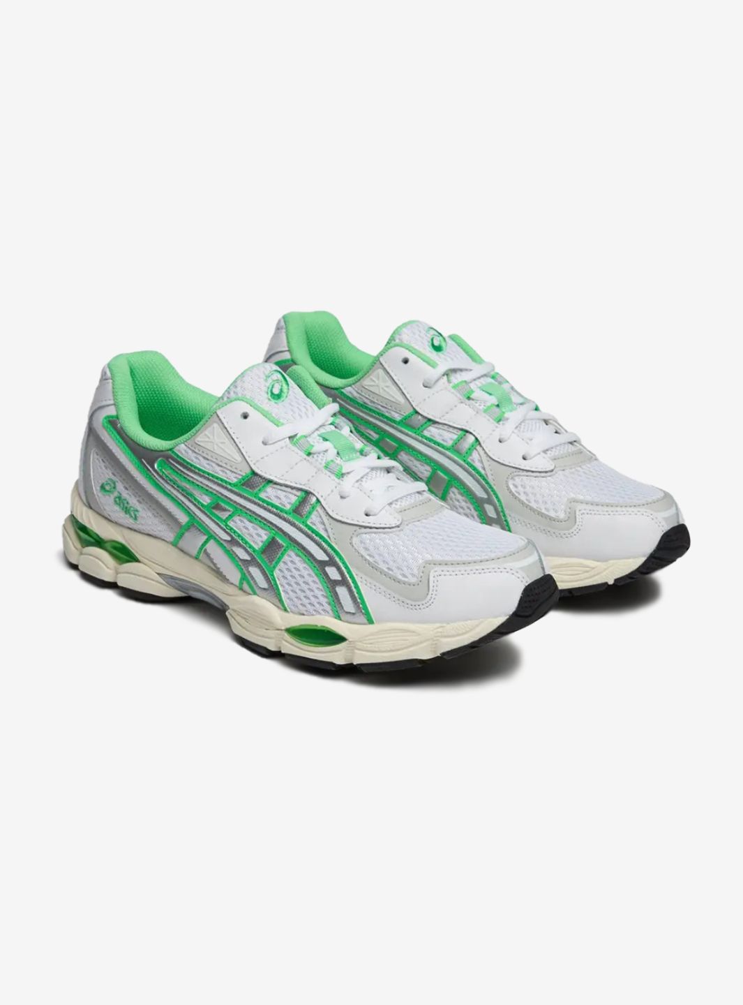 Asics Gel-NYC 2055 White Menthol sneakers basse uomo e donna in mesh e pelle scamosciata bianco verde menta, vista frontale