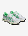 Asics Gel-NYC 2055 White Menthol sneakers basse uomo e donna in mesh e pelle scamosciata bianco verde menta, vista frontale