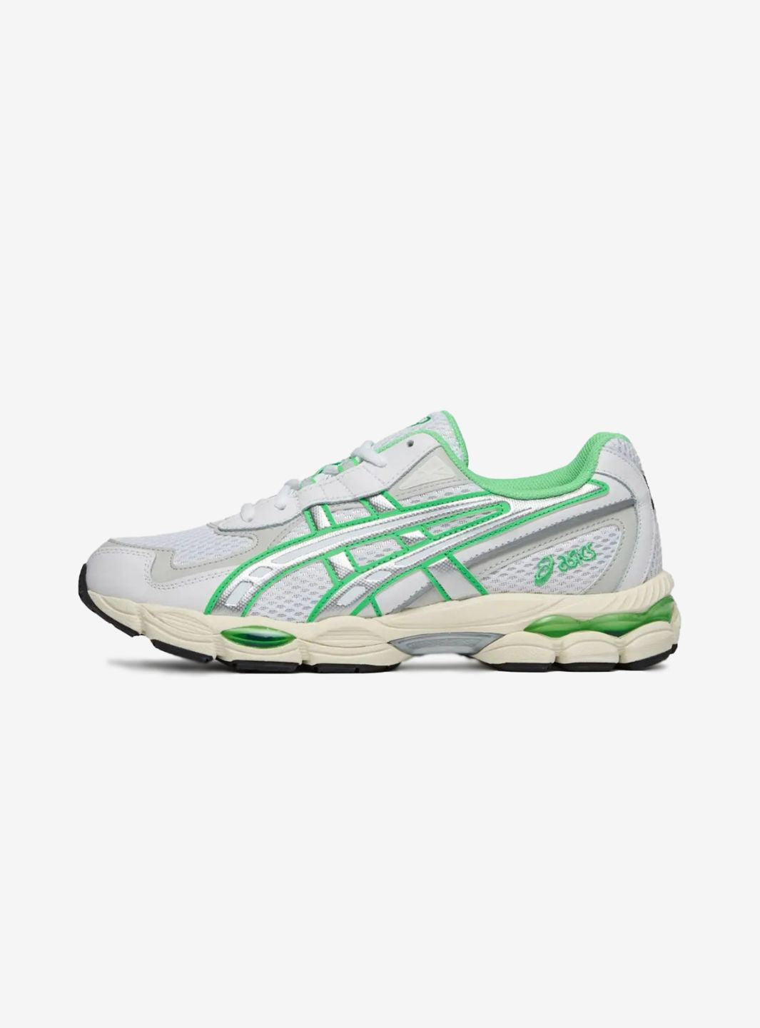 Asics Gel-NYC 2055 White Menthol sneakers basse uomo e donna in mesh e pelle scamosciata bianco verde menta, vista laterale