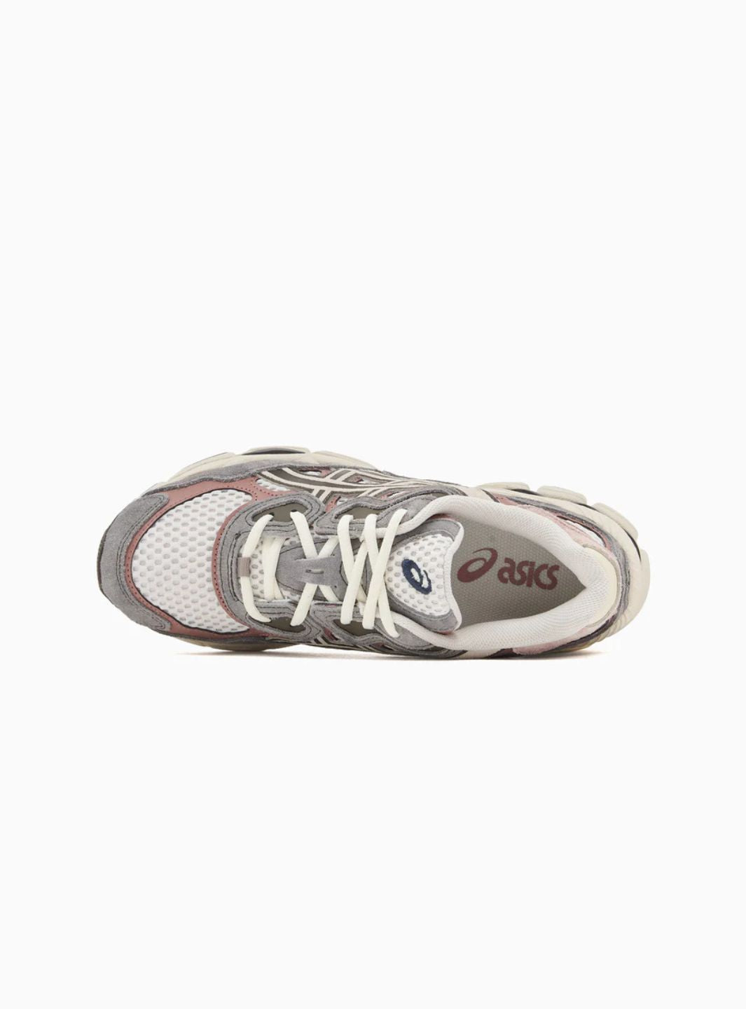 Asics Gel-NYC Birch Driftwood sneakers basse uomo e donna in mesh e pelle scamosciata beige, vista posteriore