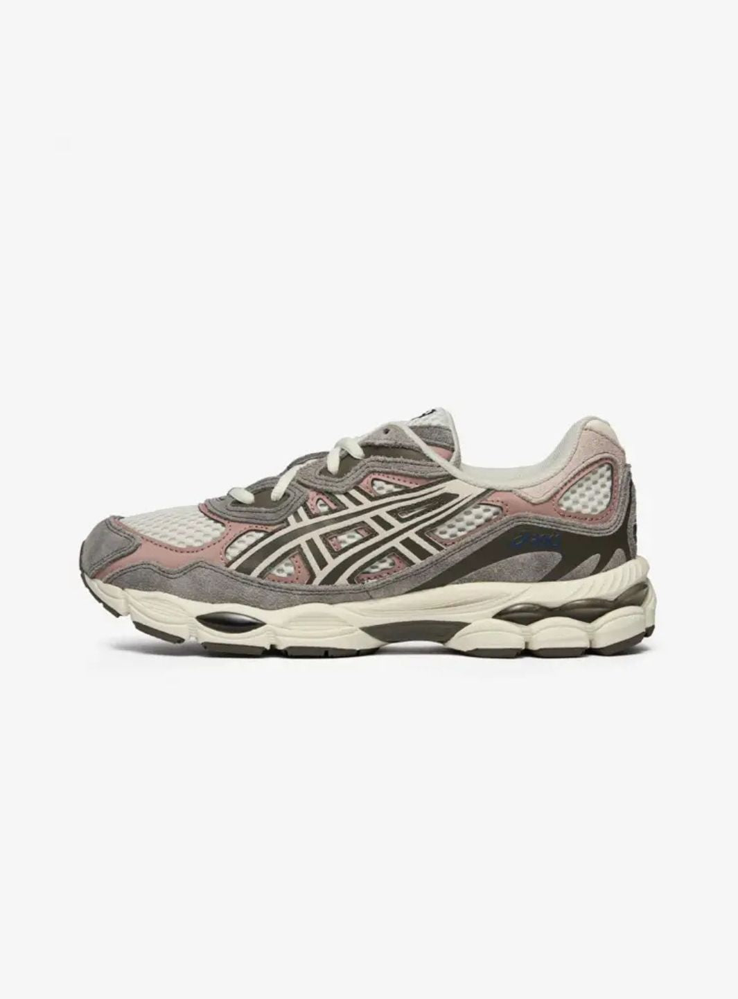 Asics Gel-NYC Birch Driftwood sneakers basse uomo e donna in mesh e pelle scamosciata beige, vista laterale