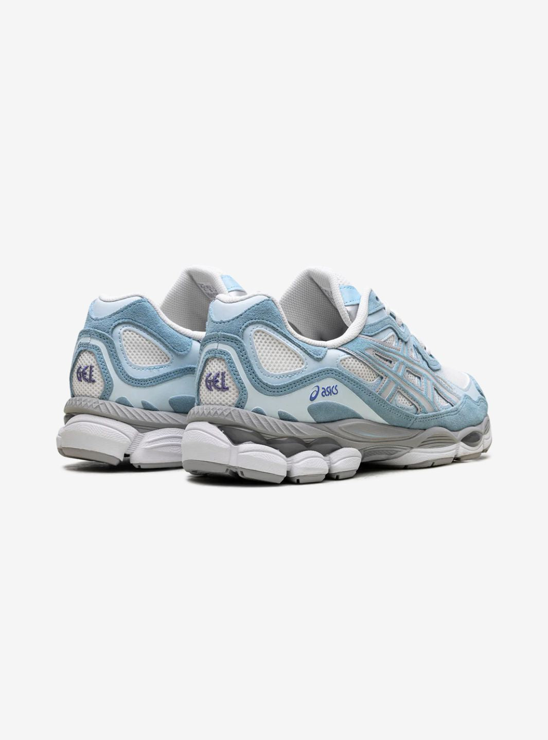 Asics Gel-NYC Cream Arctic Sky sneakers basse uomo e donna in mesh e pelle scamosciata crema azzurro, dettaglio suola