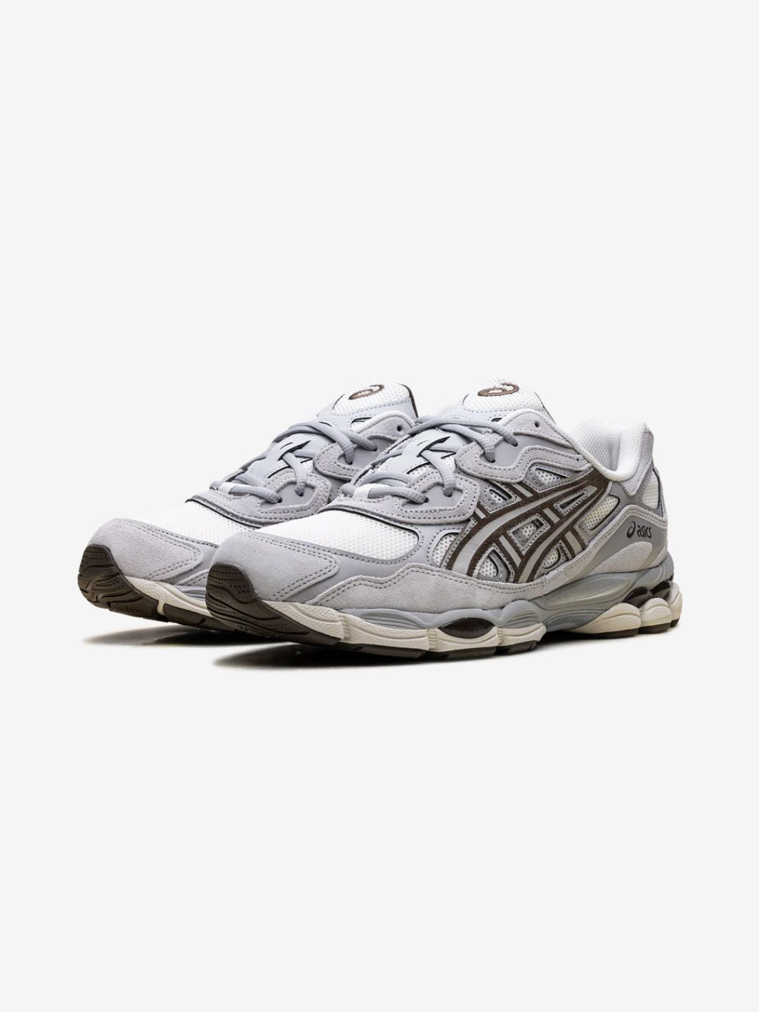 Asics Gel-NYC Cream Cement Grey Brown sneakers basse uomo e donna in mesh e pelle scamosciata crema marrone, vista frontale