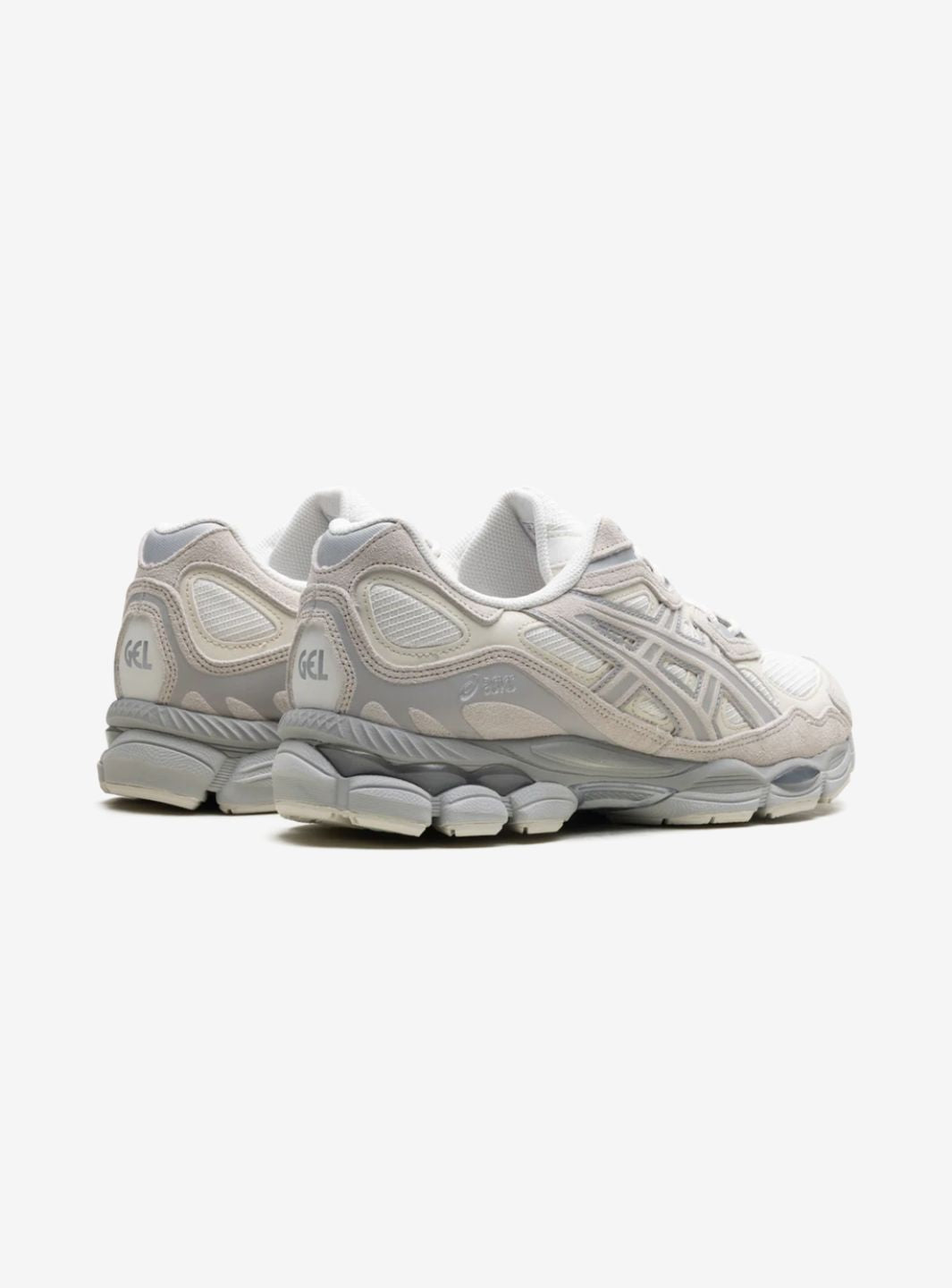Asics Gel-NYC Cream Grey sneakers basse uomo e donna in mesh e pelle scamosciata crema grigio, dettaglio suola
