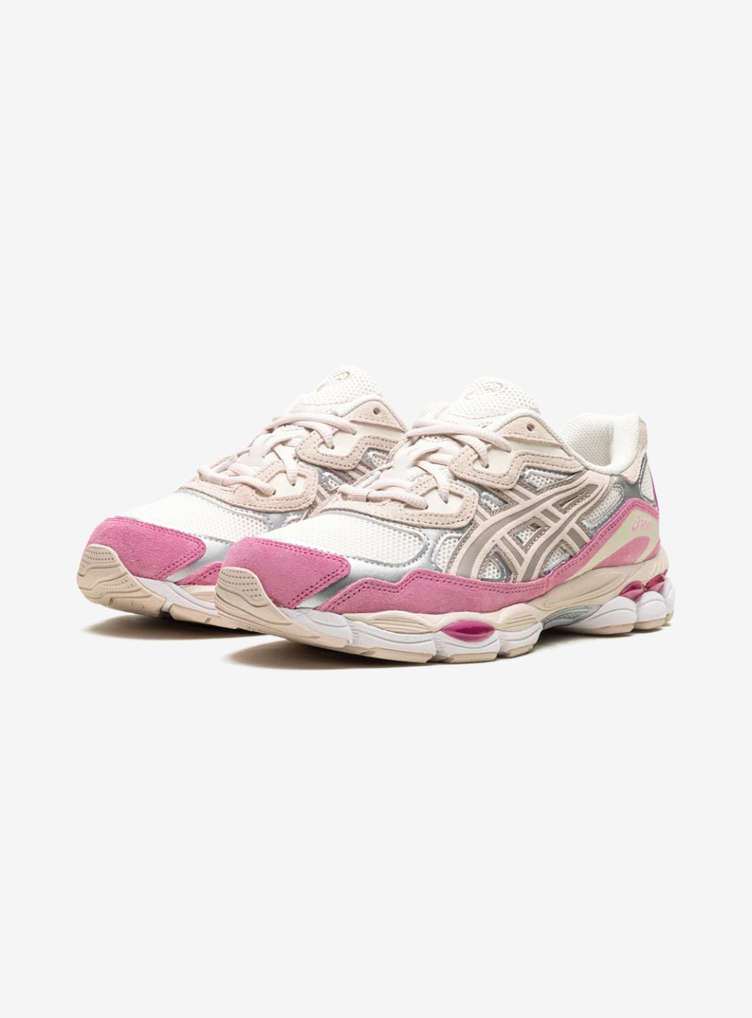 Asics Gel-NYC Cream Mineral Beige Pink sneakers basse uomo e donna in mesh e pelle scamosciata crema beige, vista frontale
