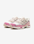 Asics Gel-NYC Cream Mineral Beige Pink sneakers basse uomo e donna in mesh e pelle scamosciata crema beige, vista frontale