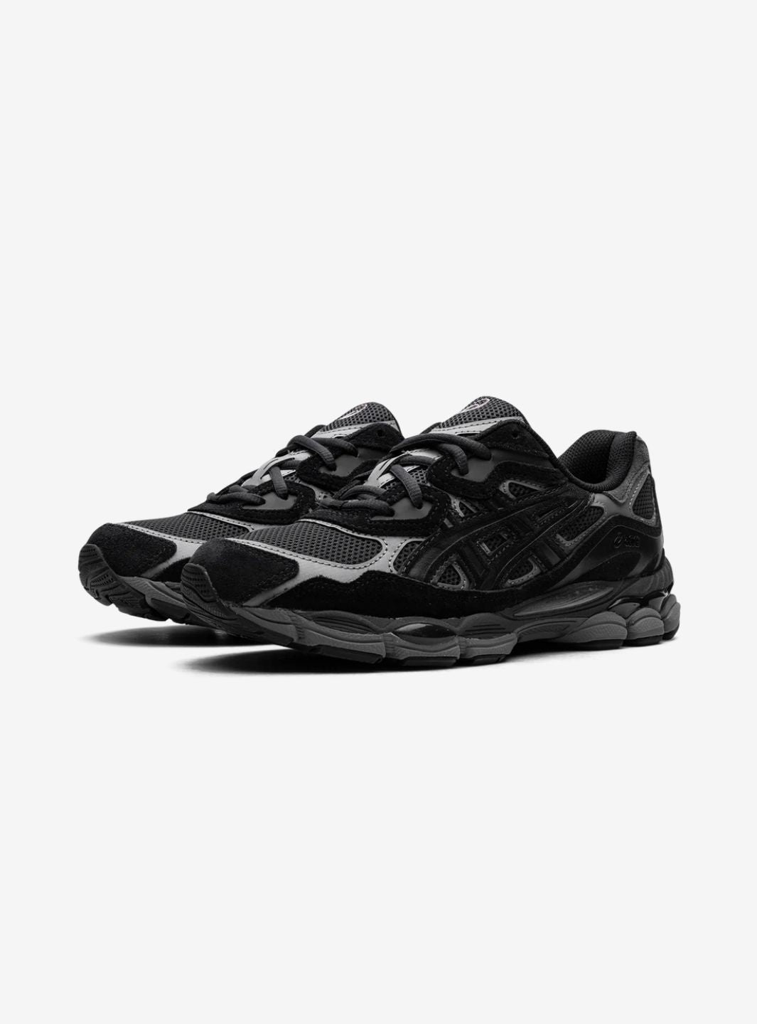 Asics Gel-NYC Graphite Grey Black sneakers basse uomo e donna in mesh e pelle scamosciata nero grigio, vista frontale