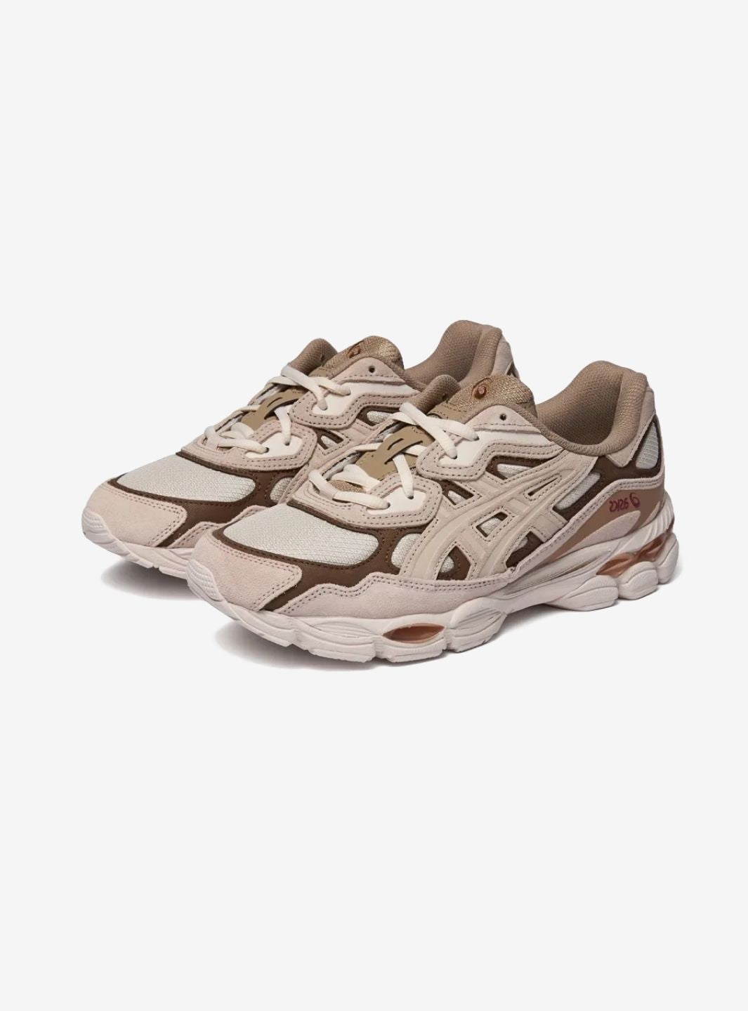 Asics Gel-NYC Mineral Beige sneakers basse uomo e donna in mesh e pelle scamosciata beige, vista frontale