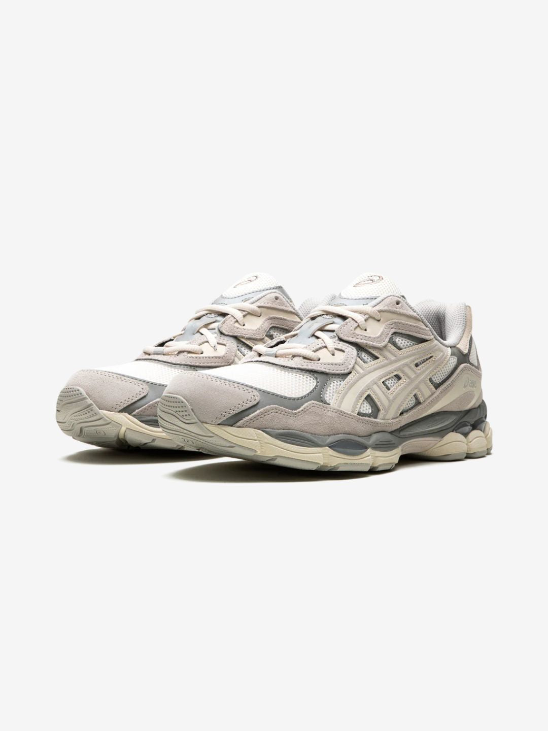 Asics Gel-NYC Oyster Grey sneakers basse uomo e donna in mesh e pelle scamosciata grigio, vista frontale
