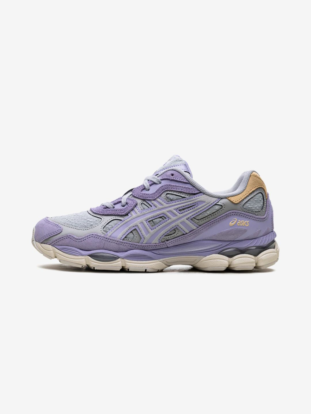 Asics Gel-NYC Piedmont Grey Bluebell sneakers basse uomo e donna in mesh e pelle scamosciata grigio blu, vista laterale