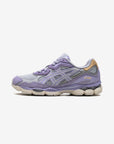 Asics Gel-NYC Piedmont Grey Bluebell sneakers basse uomo e donna in mesh e pelle scamosciata grigio blu, vista laterale
