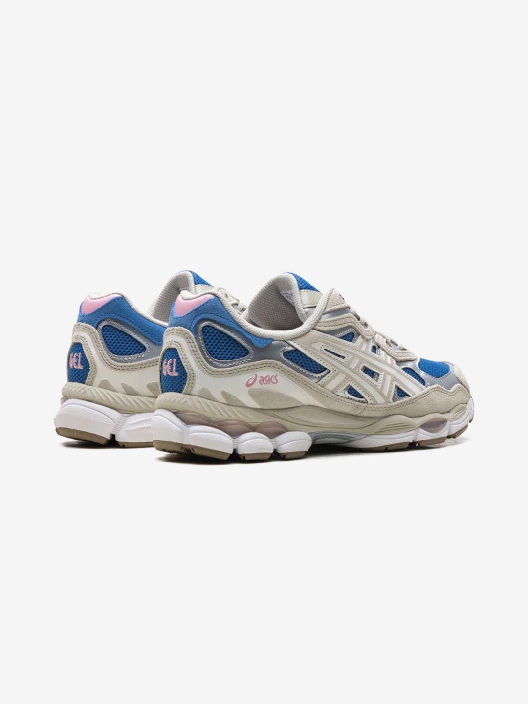 Asics Gel-NYC Polar Night Cream sneakers basse uomo e donna in mesh e pelle scamosciata crema blu notte, dettaglio suola