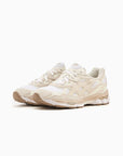 Asics Gel-NYC White Feather Grey sneakers basse uomo e donna in mesh e pelle scamosciata bianco grigio, vista frontale
