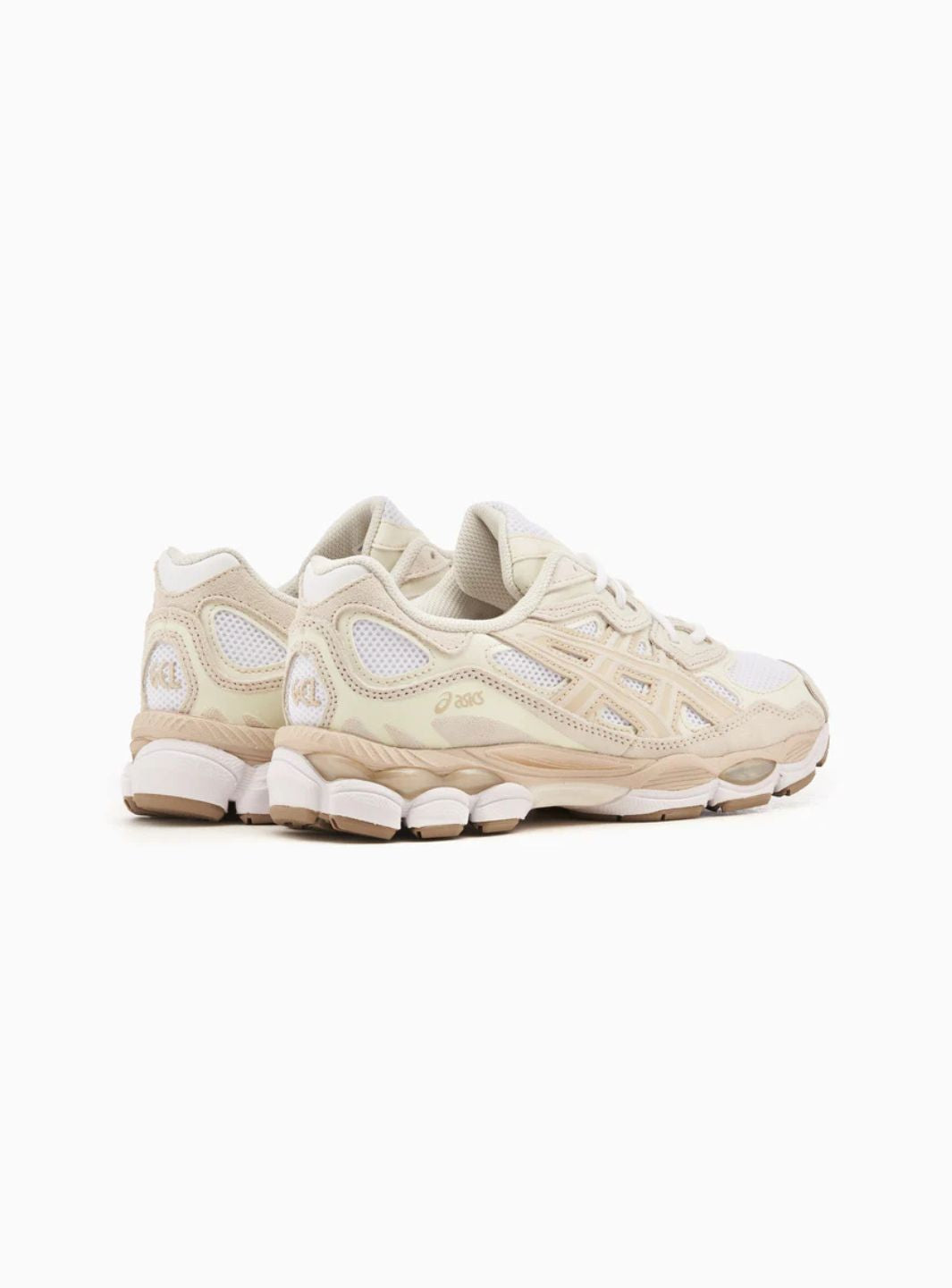 Asics Gel-NYC White Feather Grey sneakers basse uomo e donna in mesh e pelle scamosciata bianco grigio, dettaglio suola