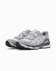 Asics Gel-NYC White Glacier Grey sneakers basse uomo e donna in mesh e pelle scamosciata bianco grigio, vista frontale