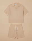 Completo Coordinato Uomo in Maglia Crochet e Pantaloncini - Beige