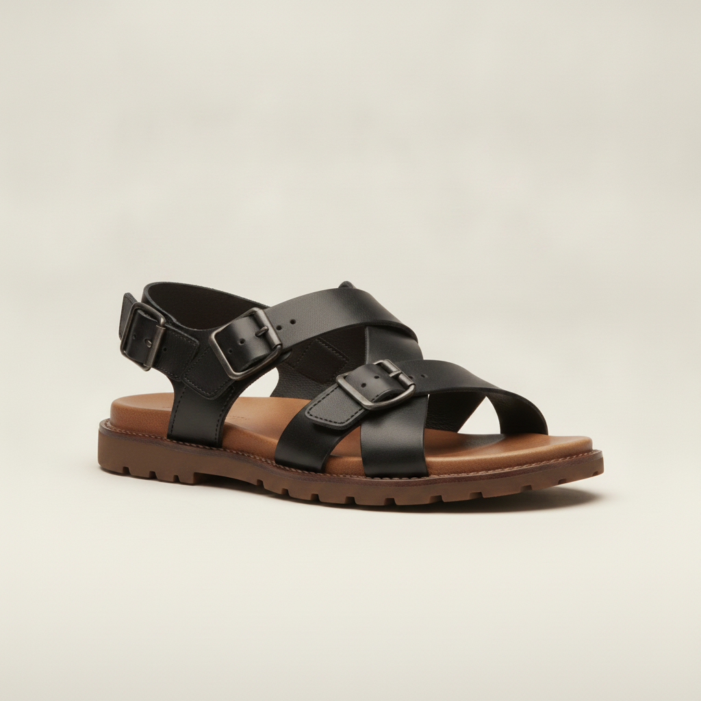 Sandali Uomo in Pelle – Eleganti e Comodi Estivi - Nero