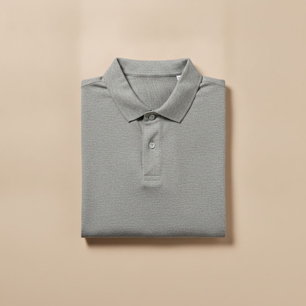 Polo Uomo in Jersey di Cotone Morbido – Comfort Casual Quotidiano - Grigio Melange