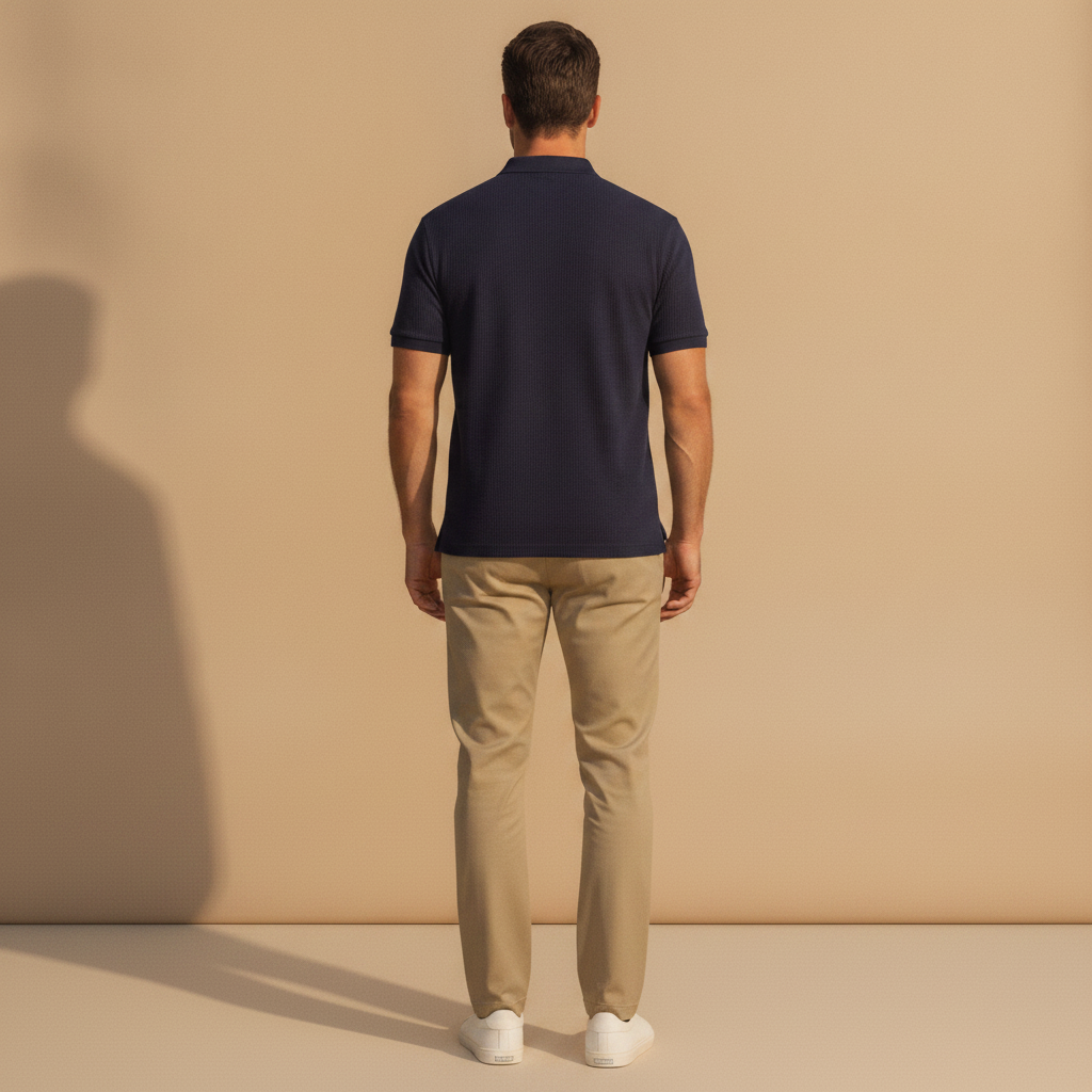 Polo Uomo Bicolore con Bottoni a Contrasto – Dettaglio di Stile - vista posteriore