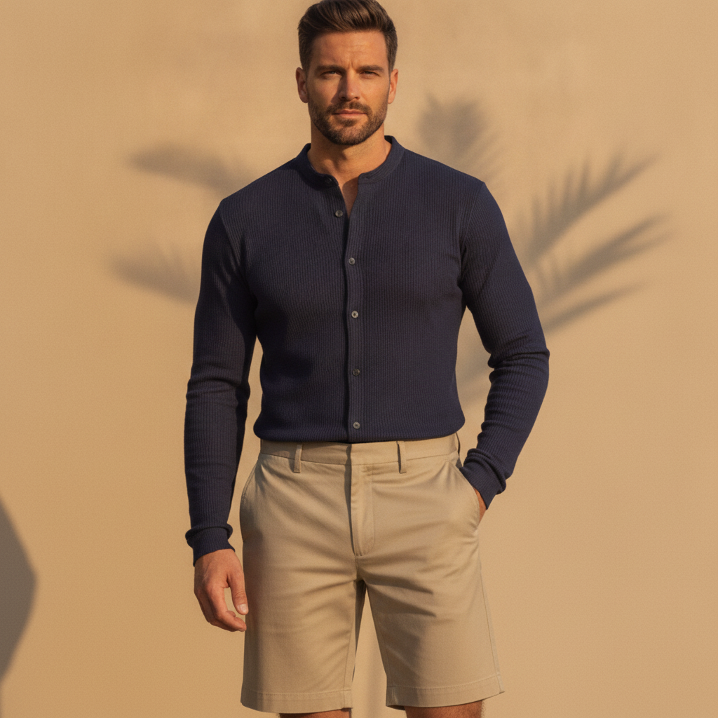 Bermuda Uomo Tinta Unita Classici – Essenziali del Guardaroba Estivo - Bianco - indossato