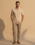Polo Uomo in Cotone Biologico – Scelta Sostenibile e Morbida - Bianco Naturale - indossato