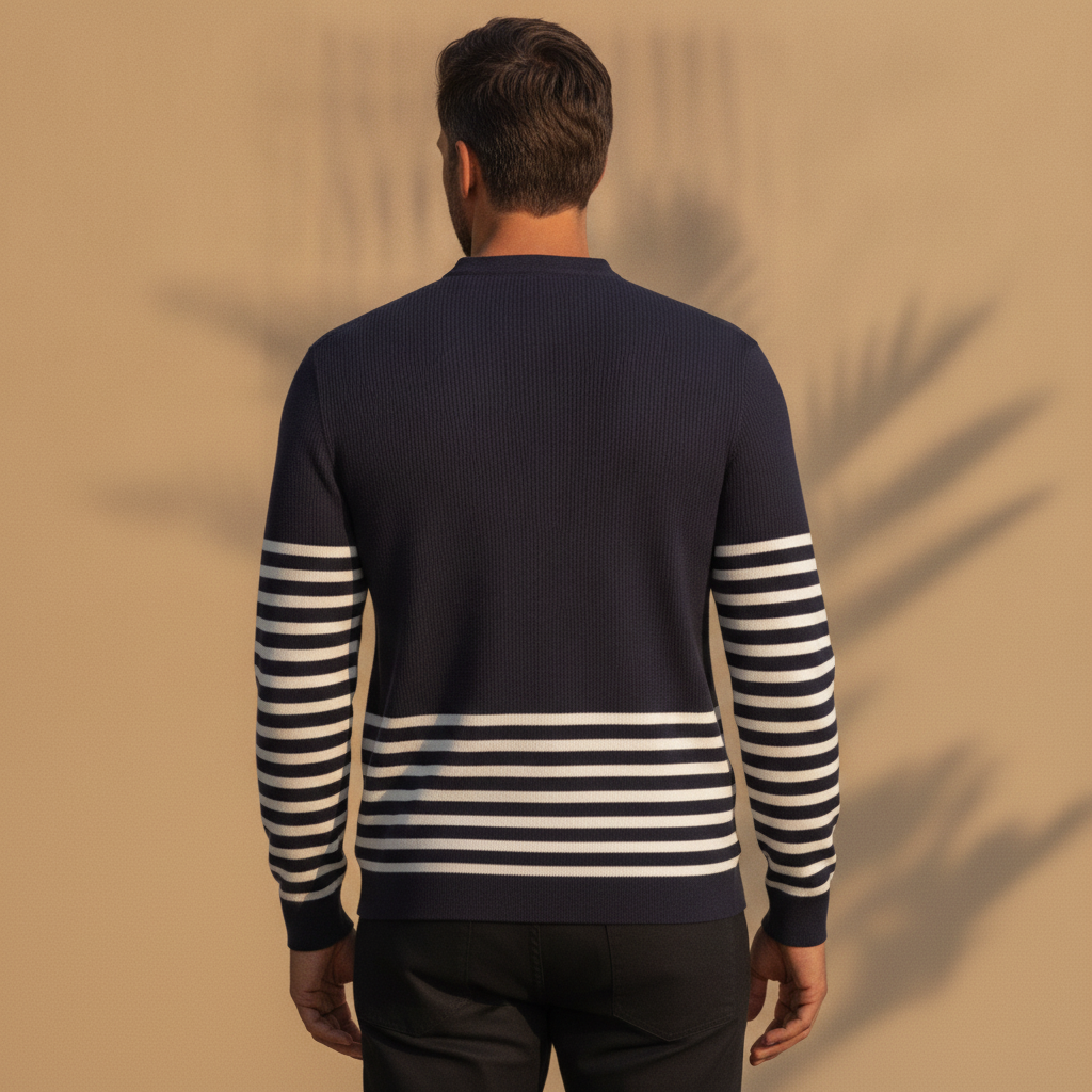 T-shirt Uomo a Righe Marinière – Stile Nautico Estivo - vista posteriore