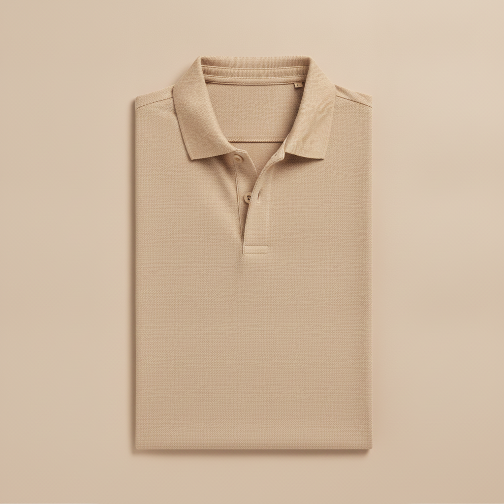 Polo Uomo in Piqué Riciclato – Eco-Design Resistente - Sabbia