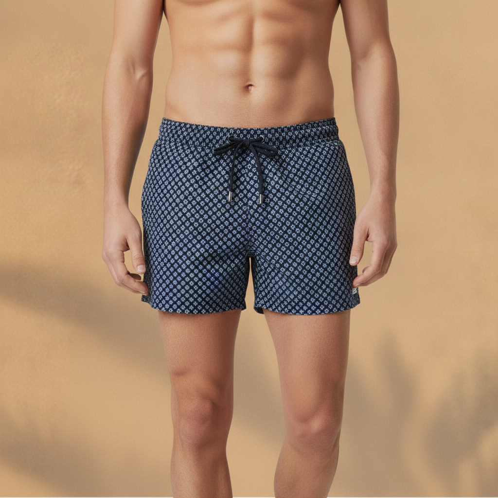 Costume Uomo a Micro-Fantasia – Elegante ed Estivo Quick-Dry - Navy Micro - indossato