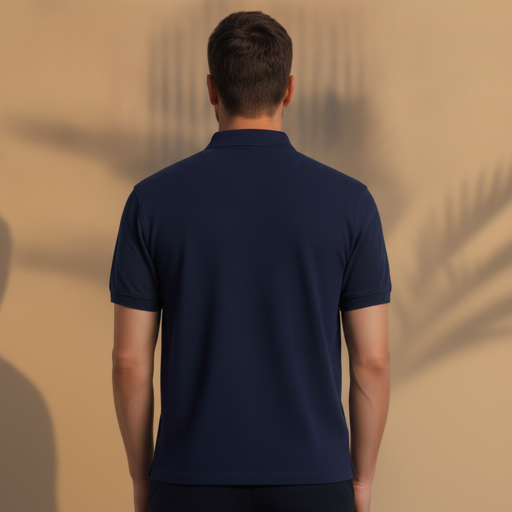Polo Uomo in Piqué con Colletto Ampio – Stile Classico Premium - vista posteriore