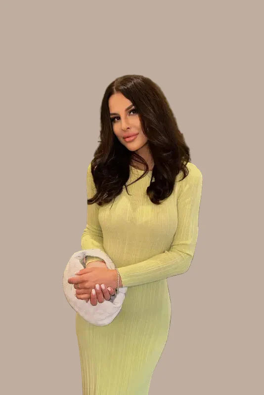Abito lungo donna in maglia, maniche lunghe — vista 6